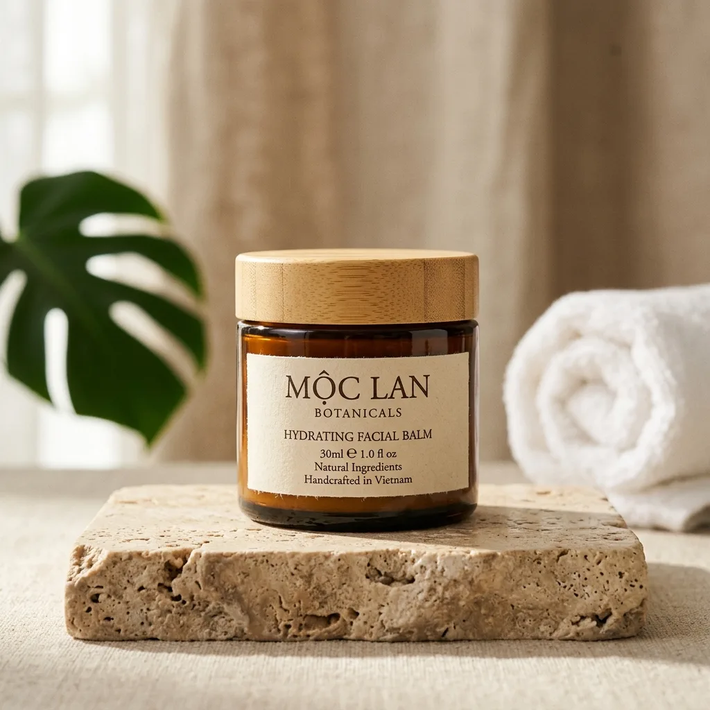 Ảnh demo sau chỉnh: hũ Mộc Lan trên bệ đá trong không gian spa